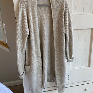 Long cardigan sweater size large beige color
